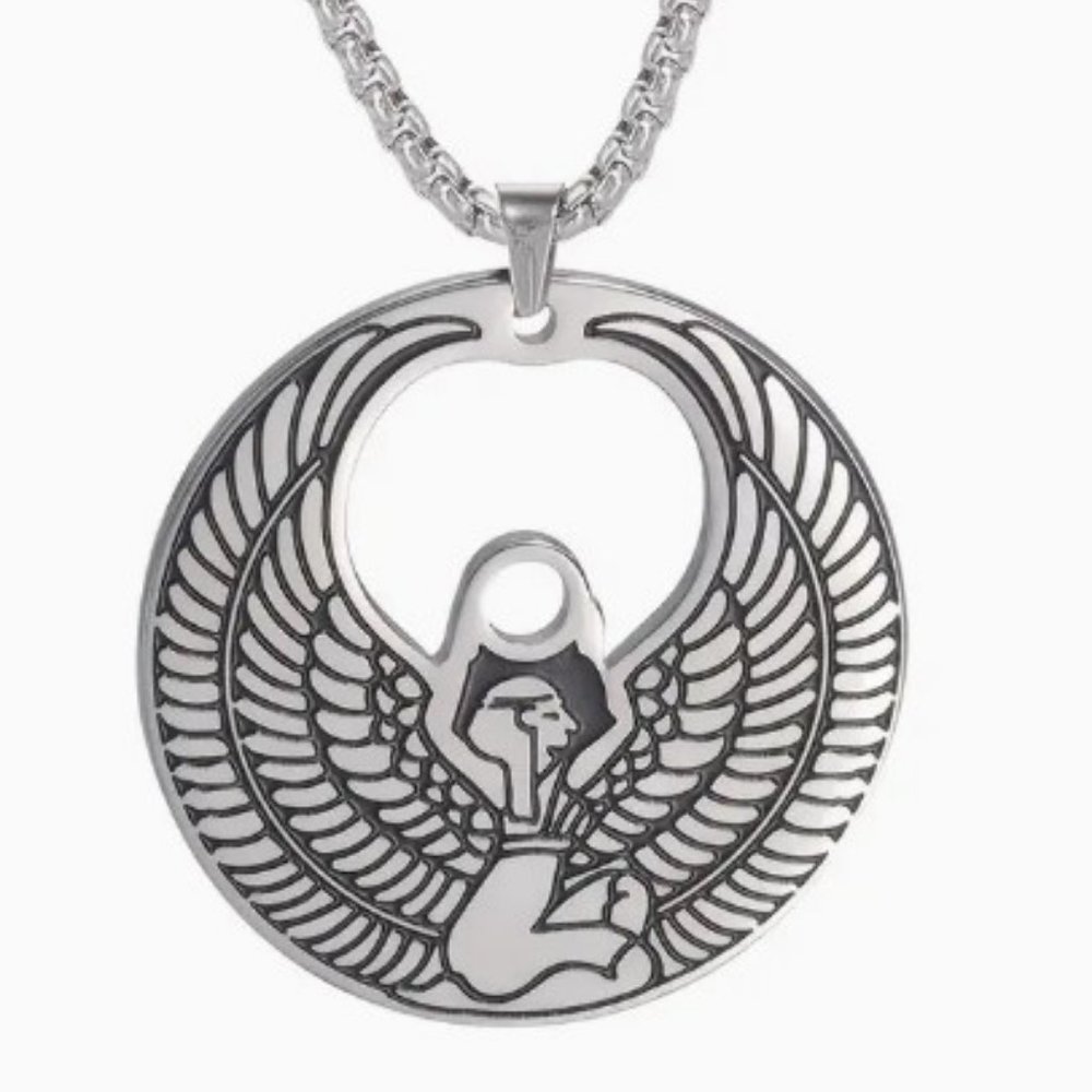 Stainless Steel Isis Coin Pendant Necklace